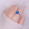 Anneaux de mariage lumière luxe or Rose Six unique grand Zircon bleu brillant visage anneau bande promesse fiançailles pour les femmes