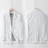 Men's Suits Blazers Men Cotton Linen Jacket Solid Color Suit Slim Casual Business Thin Breathable 230222