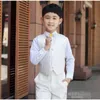 Ensembles de vêtements Élégant Mode Enfants Blanc Smoking Ensemble Venez Anniversaire Mode Casual Marque Formelle Garçon Costumes De Mariage Blazers 5 PCS Ensemble W0222