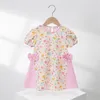 Girl Dresses Big Sister Dress Children Kids Toddler Girls Short Bubble Sleeve Bowknot Floral Patchwork Princess Fancy For