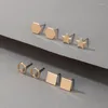 Stud Earrings HuaTang 4pair/set Punk Gold Color Geometric Studs Sets For Women Simple Design Little Circle Star Jewelry Gift