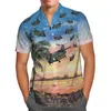 Mäns avslappnade skjortor fisk anime 3d strand hawaiian sommarblå kort ärm streetwear överdimensionerad 5xl camisa social kemis homme 230221