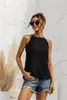 Kvinnors tankar damer Summer Vest 2023 Fashion Pure Color Halter Sleeveless Chiffon Top Casual Beach Vacation Clothes White Black