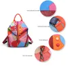 Sacs d'école Mochila Femenina rétro en cuir véritable sac à dos en peau de mouton concepteur voyage coloré Patchwork luxe Shopper sac femmes