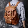 Bolsas escolares aetoo original vintage de grande capacidade em primeira camada backpack manual de couro masculino viajar de cavalo maluco