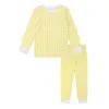 Pijama 95% de algodão e meninas de algodão de duas peças de comprimento Limão Frill checked Kids Clothing Pijamas de Páscoa 230222