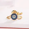 Band Rings Fashion Bule Crystra Ajustável Eye Devil For Women Jewelry Gold Chain Lady Party Accessories Engagement