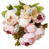 Decoratieve bloemen Kransen 1bunch European Artificial Peony Decoratief feest zijden nepbloemen pioenrozen voor huis el decor diy bruiloft decoratie krans 230221