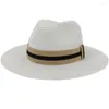 Berretti HT3584 Cappello di paglia Uomo Donna Primavera Estate Sole Uomo Donna Berretto da spiaggia Panama Protezione UV Fedora a tesa larga