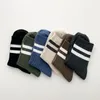 Men's Socks Japen Retro Cotton Thick Thread Double Needle Thickening Two Bar Autumn Winter Sports Soild Color Mid-Tube SocksMen's