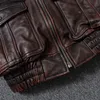 Мужская кожаная кожаная кожа Men Men Corium Air Firt Ellame Куртка высококачественная винтажная расстроенная верхняя слой летная куртка Red Brown Short Moto Jacket 230221