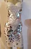 Abiti casual 3 colori brillanti paillettes specchi vestito da donna sera compleanno strass costume ballo di fine anno celebra grigio bling