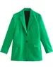 Zweiteiliges Kleid Stilvolle grüne solide Frauen gerade Blazer Jacke Taschen Einreiher Mode Split Minirock Büro Ladt Casual Streetwear 230222