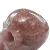 Dekorativa figurer 1PC Natural Crystal Skulls Strawberry Quartz Human Head Crafts Hand Carved Gemstone For Healing Decoration Gifts XWL