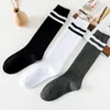 Women Socks JK Women's Leg Stripe Fashion Student Party Stockings Solid High Tube Knee Trend Black And White Cotton