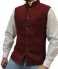 Gilets pour hommes costume marron chevrons laine tweed col montant slim fit gilet costumes de marié vêtements pour hommes mariage 230222