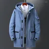 Vestes pour hommes manteau épais coupe-vent hiver tendance belle marée marque couleur unie outillage à capuche longue hommes Trench veste