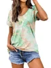 Kvinnors T-skjortor Kvinnor Tie-Dye Printed T-shirt Grunt rullad ärm Pullover Summer Casual Style Top T-shirts