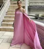 Vintage Long O-Neck P￤rlad aftonkl￤nning Cape Pink Muslim Abendkleider Prom Formal Party Gl￤nningar Pageant Wear Custom Made Robe de Soiree