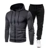 Herrspårsvaror Hoodies passar Winter Fashion -blixtlås Tryck Fleece Hoodie Jacket Pants Passar Sportwear Brands Setmen's