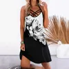 Casual Dresses Fashion Gradient Sexy Beach Mini Dress 3D Print Women Sleeveless Hawaii Vintage Beachwear Girls Sling Vestido