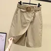 Vestidos casuais calças saia para mulheres shorts de verão largura azul cintura alta uma linha bolsos mulheres curtos como a moda coreana negra Culotte 230222