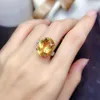 Pierścienie klastrowe luksusowe różowe złoto cytrynowy pierścień pary dla kobiet żółty duży owalny pełny diamentowy oryginalny srebrny prezent rocznicowy