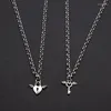 Pendanthalsband 2st/Set Silver Color Key Lock Heart Par Titanium Steel Necklace Simple Geometric Charm Chain Lovers Jewelry