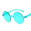Güneş gözlükleri moda yuvarlak güneş gözlüğü kadın büyük çerçeve yeşil pembe gradyan gözlükleri çiçek tasarımı şeker renk aynası kenarsız oculos de sol g221215