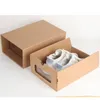 Shoes Box kraft paper stable stackable waterproof storage box with transparent window, large (13.75 x 9 x 5.35 inches)