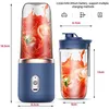 Narzędzia do warzyw owocowych 6 Ostrza Sokerbarz 400 ml USB Smoothie Blender Mini ładowanie Mikser Food Mikser Ice Crusher Przenośne sokowirówki bezprzewodowe 230222