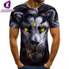 Men's T Shirts Kaseetop Creative Cool Pattern Lion Print 3D Printing Punk Gothic Street Fashion Clothing Mens Short Sleeves Plus Size T171