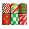 Other Event Party Supplies 70mm Christmas Crochet Ribbon Set Geometric Printed Wired Edge Ribbons for 230221