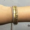 Bangle 3pcs/zestaw stal nierdzewna błyszcząca cyrkon Bransoletka Roman miłosna w stylu Gold Kolor Biżuteria Pulseira