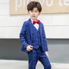 Completi di abbigliamento Bambini Completi scozzesi formali Bambini Blazer Gilet Pantaloni Camicie Papillon Completi Ragazzi Festa di nozze Prestazioni al pianoforte Come W0222