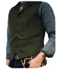 Herenvesten Pak Vest Bruin wol Tweed Business Waistcoat Jacket Casual Slim Fit Gilet Homme voor Groosmen Man Wedding 230222