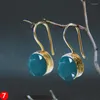Dingle örhängen flerfärgad zirkon runt enkel guldörhänge hänge vintage fransk krok kubik zirkonium dropptillbehör för kvinnor