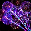 Inne imprezy imprezowe dostawy 10pcs LED Light Up Bobo 20 -cal przezroczysty hel balon z kijem na Halloween świąteczny ślub Dekoracja urodzin Globos 230221