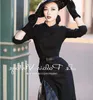 Casual Dresses 2023 High-end Black Single-breasted Wool Asymmetrical Design Gauze Fashion Temperament Hepburn Retro Style Dress Top