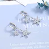 Boucles d'oreilles pendantes en forme de fleurs pour femmes, bijoux à la mode, incrustés de Zircon, goutte courte, tempérament doux, cadeaux d'anniversaire pour filles, 2023
