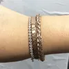 Bangle 3pcs/zestaw stal nierdzewna błyszcząca cyrkon Bransoletka Roman miłosna w stylu Gold Kolor Biżuteria Pulseira