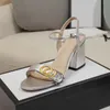Classic 2023 High Heeled Sandals Party Fashion 100% Leather Women Dance Shoe Designer Sexy Heels Suede Lady Metal Belt Buckle Thick uggnknrf
