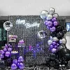 Autres fournitures de fête d'événement Métallique Chrome Noir Violet Ballon Garland Arch Kit Anniversaire Décor Enfants Baby Shower Feuille De Latex Suppiles De Mariage 230221