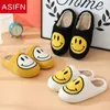 Slippers ASIFN winter Women Fluffy Fur Slippers Big Smile Floor Short Plush Fleece Flat For Couples Black Ladies Shoes Indoor Slippers Z0215