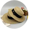 Black Fashion-Woven Wide-brimmed Hat Sun Hat Summer Women Bee Wide Cap Parent-child Flat-top Visor Woven Straw Hats