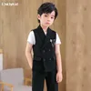 Ensembles de vêtements garçons couleur unie costume gilet pantalon tenues enfant double boutonnage gilet vêtements de mariage ensembles enfant en bas âge robe formelle enfants smokings