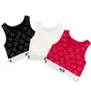 T-shirt con strass a maglia T-shirt estiva sexy da donna T-shirt da donna T-shirt sportiva firmata