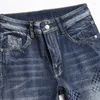 Jeans da uomo Pantaloni da uomo in denim elasticizzato slim affusolati con stampa digitale Pantaloni in cotone dipinto a onde scozzesi a quadri geometrici Blu nero