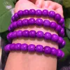 Brin 1pcnatural magnésite de magnésite rond Bracelet Purple Mica guérison Pierres adaptées au cadeau de bricolage