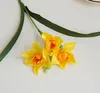 Decorative Flowers 3/5Pcs Yellow Artificial Narcissus Daffodil Orchid Fake Flower Wedding DIY Decor House Living Room Home Decoration